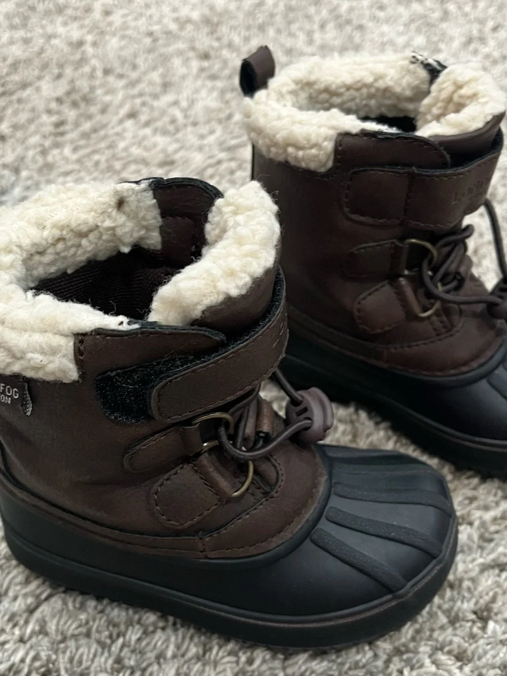 London Fog Kids Brown Winter Boots with Sherpa Lining